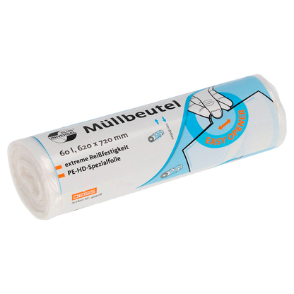 Artikelbild für DEISS Müllbeutel UNIVERSAL PLUS® 60,0 l transparent 6 µm, 50 St., Artikelnummer 251627