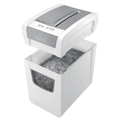 Artikelbild 7 für LEITZ IQ Slim Office Aktenvernichter mit Partikelschnitt P-4, 4 x 28 mm, bis 12 Blatt, weiß, Artikelnummer 390177