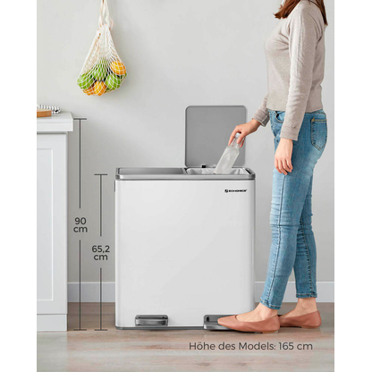 Artikelbild 6 für SONGMICS Mülltrenner 2x 30,0 l weiß, 1 St., Artikelnummer 262267