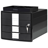 Artikelbild 1 für HAN Schubladenbox IMPULS mit Schloss schwarz 1018-13D, DIN A4 mit 3 Schubladen, 1 St., Artikelnummer 661692