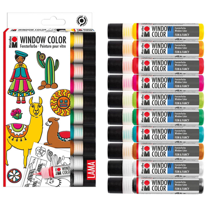 Artikelbild für Marabu Lama Fenstermalfarben farbsortiert 10 leuchtende Farben à 25,0 ml, Artikelnummer 399947