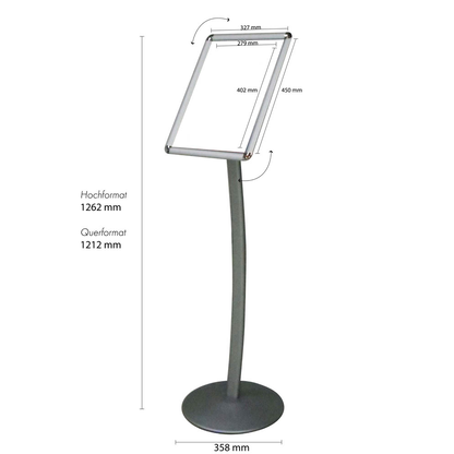 Artikelbild 2 für update displays Infoständer silber DIN A3 35,8 x 35,8 x 117,6 - 121,2 cm, 1 St., Artikelnummer 316782