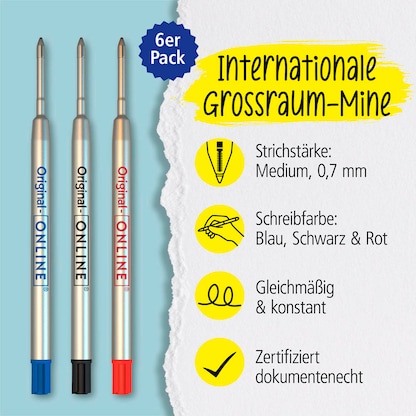 Artikelbild 5 für ONLINE® 70007 Kugelschreiberminen M Farbsortiert, 6 St., Artikelnummer 283897