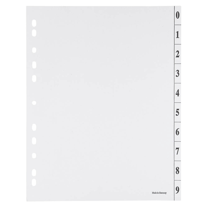 Artikelbild 3 für Trennblätter DIN A4 0-9 weiß, 250 g/qm, 100 St., Artikelnummer 203331