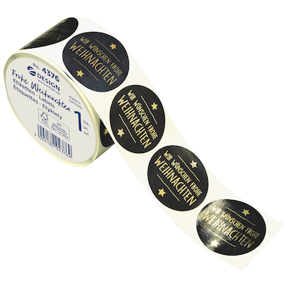 Artikelbild für AVERY Zweckform Aufkleber Frohe Weihnachten, schwarz, 600 Etiketten, Artikelnummer 723599