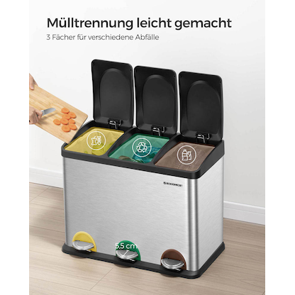 Artikelbild 4 für SONGMICS Mülltrenner 3x 15,0 l edelstahl, 1 St., Artikelnummer 262897