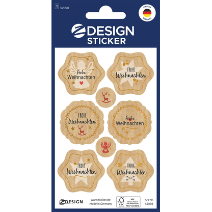 Artikelbild für AVERY Zweckform Aufkleber Frohe Weihnachten, braun, 8 Etiketten, Artikelnummer 723716