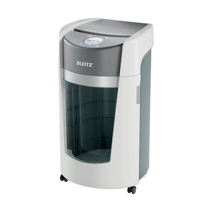 Artikelbild 2 für LEITZ IQ OptiMax Office 550 Aktenvernichter mit Partikelschnitt P-5, 2 x 15 mm, bis 10 Blatt, weiß, Artikelnummer 390167