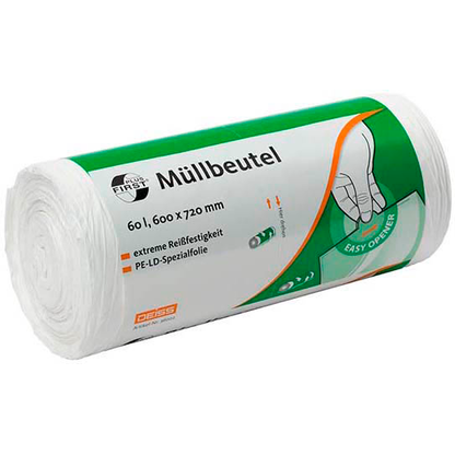 Artikelbild für DEISS Müllbeutel FIRST PLUS® 60,0 l transparent 12 µm, 50 St., Artikelnummer 251726