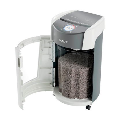 Artikelbild 3 für LEITZ IQ OptiMax Office 550 Aktenvernichter mit Partikelschnitt P-5, 2 x 15 mm, bis 10 Blatt, weiß, Artikelnummer 390167