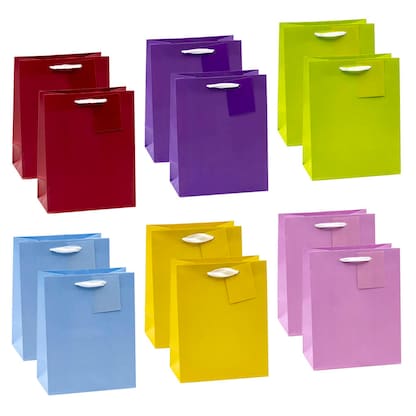 Artikelbild für TSI Geschenktüten TRENDFARBEN dunkelrot, lia, grün, hellblau, gelb, rosa 18,0 x 23,0 cm, 12 St., Artikelnummer 651629