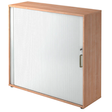 Artikelbild 1 für HAMMERBACHER 1733S Rollladenschrank nussbaum, silber 2 Fachböden 120,0 x 40,0 x 110,0 cm, Artikelnummer 861827