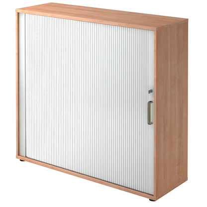 Artikelbild für HAMMERBACHER Haziender Rollladenschrank nussbaum, silber 2 Fachböden 120,0 x 40,0 x 110,0 cm, Artikelnummer 215386