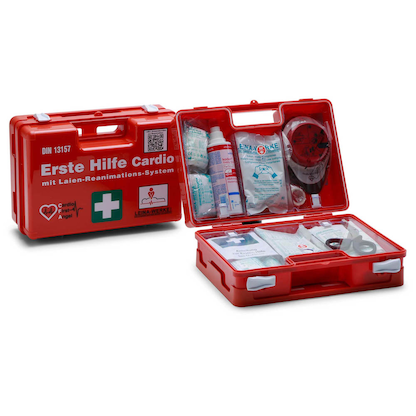 Artikelbild für LEINA-WERKE Erste-Hilfe-Koffer SAN Cardio DIN 13157 + Erweiterung orange, Artikelnummer 430308