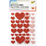 Artikelbild 1 für folia Moosgummi Glitter-Sticker HEARTS LOVE rot, hellrosa 50 St., Artikelnummer 692826