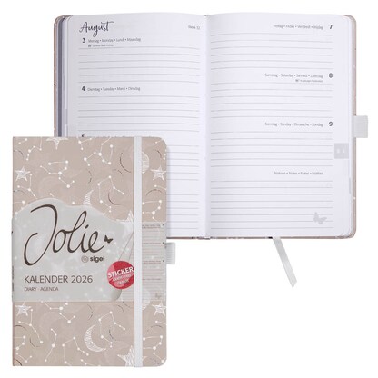 Artikelbild für SIGEL Buchkalender Jolie 2026 Cosmic Fantasy Beige, 1 St., Artikelnummer 568689