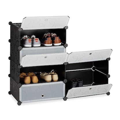 Artikelbild für relaxdays Schuhschrank, 10021962_46 schwarz, transparent 6 Fachböden 49,0 x 37,0 x 107,0 cm, Artikelnummer 451332