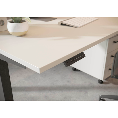 Artikelbild 5 für GERMANIA Agenda Office höhenverstellbarer Schreibtisch lichtgrau rechteckig, T-Fuß-Gestell silber 160,0 x 80,0 cm, Artikelnummer 385319