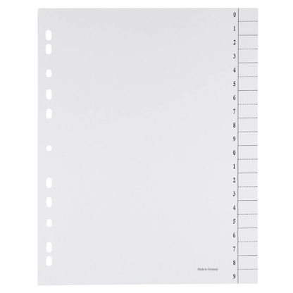 Artikelbild 4 für Trennblätter DIN A4 0-9 weiß, 250 g/qm, 100 St., Artikelnummer 203331