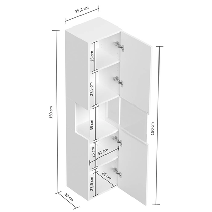 Artikelbild 2 für POSSEIK Bad-Hängeschrank LIMES 150 grafit 35,0 x 30,0 x 150,0 cm, Artikelnummer 667426
