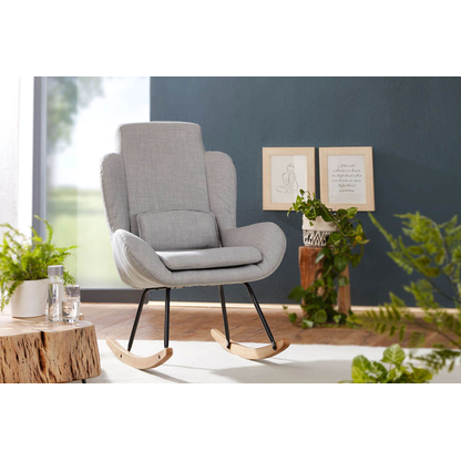 Artikelbild 4 für WOHNLING Schaukelstuhl hellgrau schwarz, Holz Stoff 75,0 x 88,5 x 110,0 cm, 1 St., Artikelnummer 159242