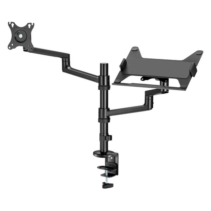 Artikelbild 6 für goobay Laptop-Monitor-Halterung Deluxe 74417 schwarz für 1 Monitor und 1 Notebook, Tischbohrung, Tischklemme, Artikelnummer 656187