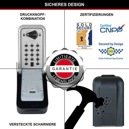 Artikelbild 4 für Master Lock® 5426EURD Schlüsseltresor silber, Zahlenschloss, 10,3 x 7,5 x 17,3 cm, 1 St., Artikelnummer 727624