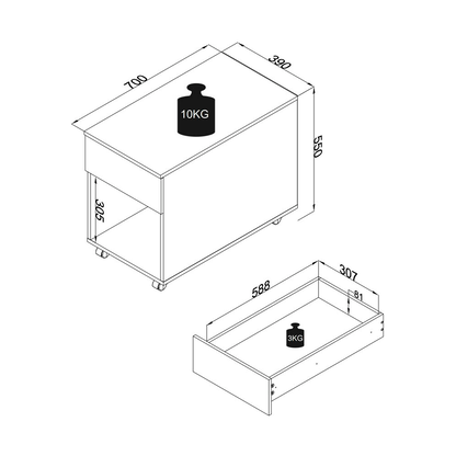 Artikelbild 2 für VCM my office Dasola Rollcontainer anthrazit 1 Auszug 39,0 x 70,0 x 55,0 cm, Artikelnummer 911427