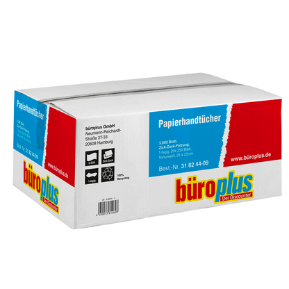 Artikelbild 3 für büroplus Papierhandtücher V-5000-BP Zick-Zack-Falzung 1-lagig 5.000 Tücher, Artikelnummer 318244
