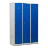 Artikelbild 1 für Gürkan Spind lichtgrau, enzianblau 105420, 3 Schließfächer 118,5 x 50,0 x 180,0 cm, Artikelnummer 560639