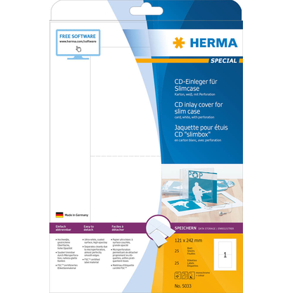 Artikelbild 2 für HERMA CD-Einleger 5033 weiß, 25 Blatt, Artikelnummer 800610