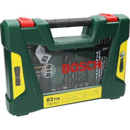 Artikelbild 2 für BOSCH Bohrer- und Bit-Set mit LED-Taschenlampe und Rollgabelschlüssel, 83-teilig, Artikelnummer 208318