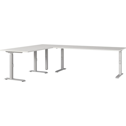 Artikelbild für GERMANIA Agenda Office Schreibtisch lichtgrau L-Form, C-Fuß-Gestell silber 200,0 x 260,0 cm, Artikelnummer 661909