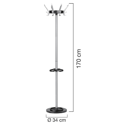 Artikelbild 2 für unilux Kleiderständer Cypres grau Metall 24 Haken 34,0 x 170,0 cm, Artikelnummer 499259