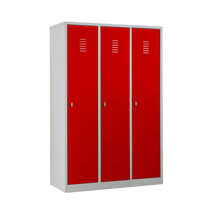 Artikelbild für Gürkan Spind lichtgrau, feuerrot 105422, 3 Schließfächer 118,5 x 50,0 x 180,0 cm, Artikelnummer 560641