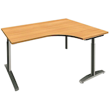 Artikelbild 1 für fm Sidney höhenverstellbarer Schreibtisch buche Bogenform, C-Fuß-Gestell Rundrohr silber 160,0 x 80,0 cm, Artikelnummer 137483