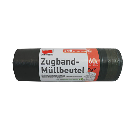 Artikelbild für quickpack Müllbeutel 60,0 l schwarz, 20 St., Artikelnummer 148839