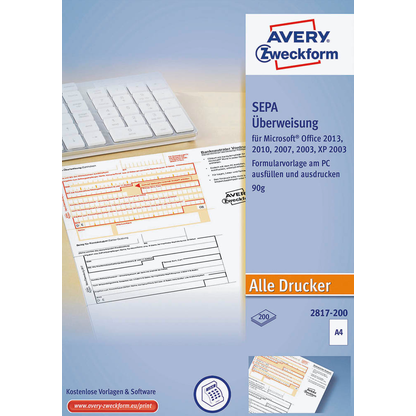 Artikelbild 3 für AVERY Zweckform SEPA-Überweisungsschein/-Zahlschein Bankformulare, 200 Blatt, Artikelnummer 485344