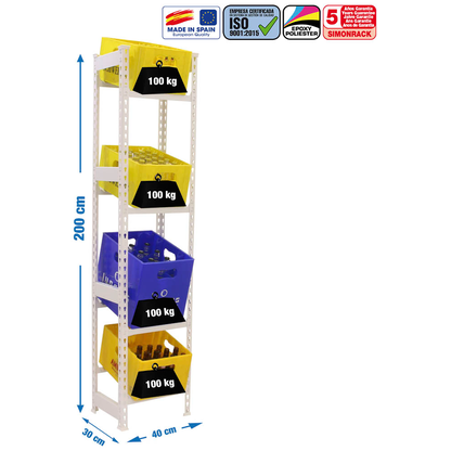 Artikelbild 2 für Simonrack Getränkekistenregal SIMONBOTTLE 4 8425437087868 weiß 40,0 x 30,0 x 200,0 cm, Artikelnummer 977970