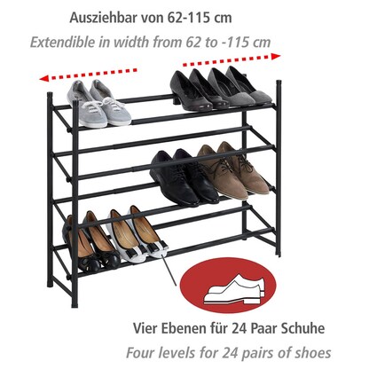Artikelbild 11 für WENKO Teleskop-Schuhregal Hero schwarz 62,0 - 115,0 x 26,0 x 68,0 cm, 1 St., Artikelnummer 531101