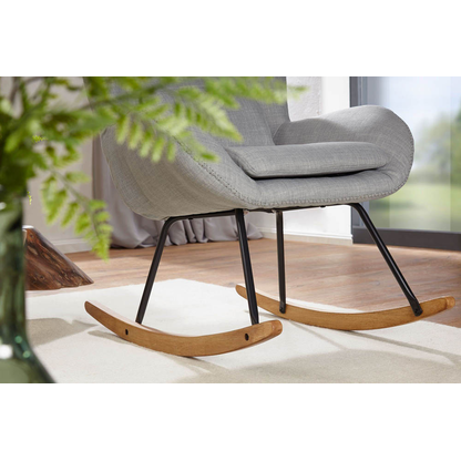 Artikelbild 3 für WOHNLING Schaukelstuhl hellgrau schwarz, Holz Stoff 75,0 x 88,5 x 110,0 cm, 1 St., Artikelnummer 159242