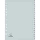 Artikelbild 1 für Exacompta Ordnerregister DIN A4 Vollformat 1-20 grau 20-teilig, 1 Satz, Artikelnummer 385961