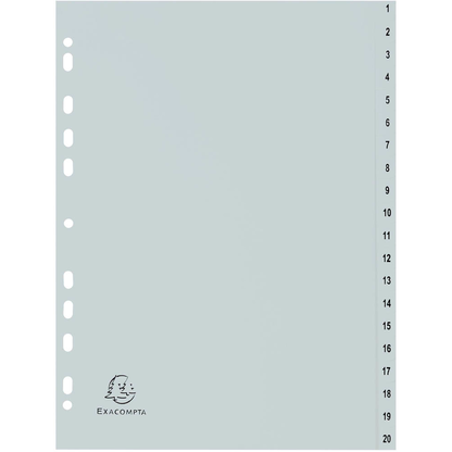 Artikelbild für Exacompta Ordnerregister DIN A4 Vollformat 1-20 grau 20-teilig, 1 Satz, Artikelnummer 385961