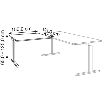 Artikelbild 2 für mauser Anbautisch varitos.c lichtgrau, alu rechteckig links 100,0 x 60,0 x 65,0 - 125,0 cm, Artikelnummer 272904
