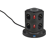 Artikelbild 1 für as-Schwabe QI-Wireless Ladestation 8-fach Steckdosenturm 2,0 m schwarz, Artikelnummer 973060