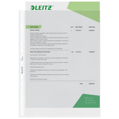 Artikelbild 3 für LEITZ Prospekthüllen 4790 DIN A4 transparent genarbt 0,085 mm, 100 St., Artikelnummer 578609