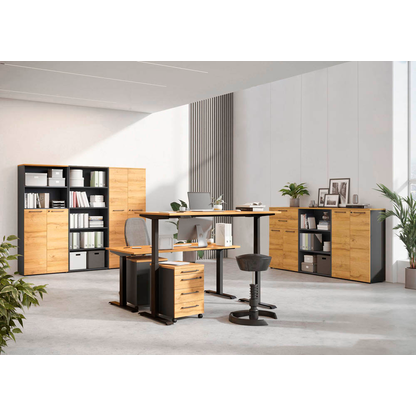 Artikelbild 6 für GERMANIA Agenda Home Schreibtisch grandson-eiche L-Form, C-Fuß-Gestell schwarz 200,0 x 260,0 cm, Artikelnummer 661896