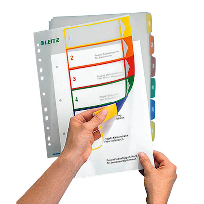 Artikelbild 3 für LEITZ Ordnerregister 1292 DIN A4 Vollformat, Überbreite 1-6 farbig 6-teilig, 1 Satz, Artikelnummer 614479