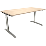 Artikelbild 1 für fm fastline höhenverstellbarer Schreibtisch akazie rechteckig, C-Fuß-Gestell Rundrohr silber 160,0 x 80,0 cm, Artikelnummer 135511