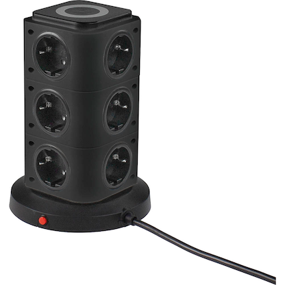 Artikelbild 2 für as-Schwabe QI-Wireless Ladestation 12-fach Steckdosenturm 2,0 m schwarz mit USB-Buchse, Artikelnummer 972998